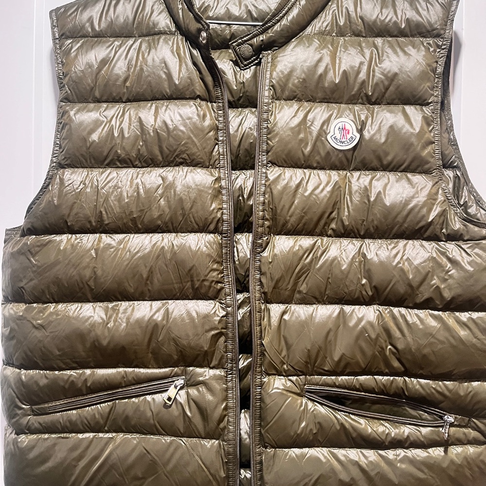 Moncler Khaki Puffer Vest in excellent condition